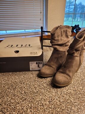 a.n.a Taupe Slouchy Faux Suede Ankle Boots